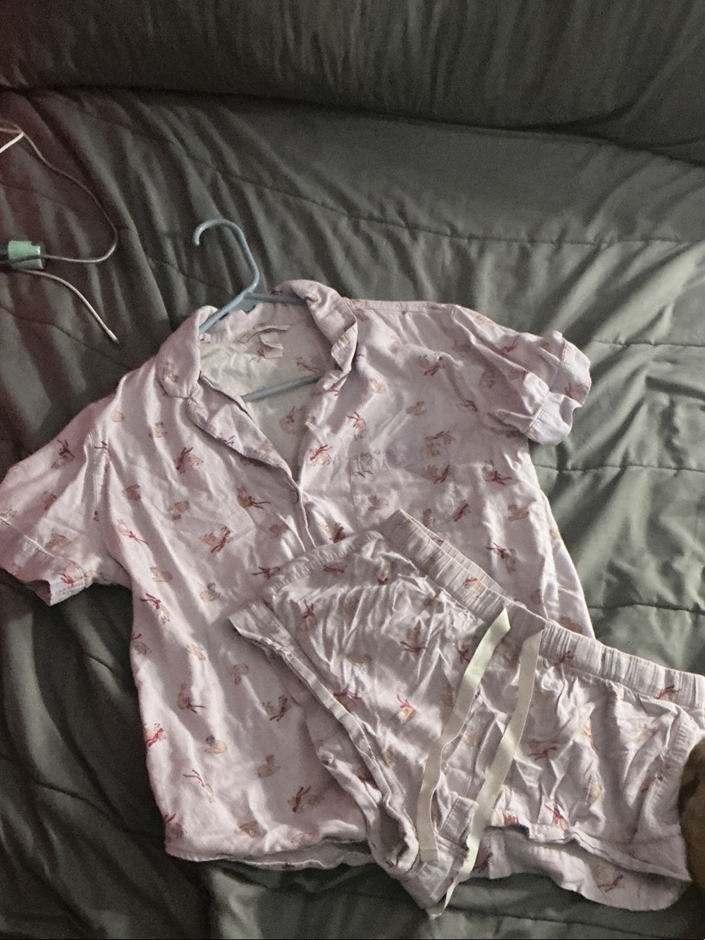 PINK Victoria's Secret Light Pink Ballerina-Print Short Pajama Set